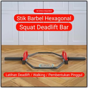 Stik Barbel Hexagonal Olympic Squat Deadlift Weight Lifting Trap Shrugs Bar