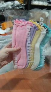 R2933 Kaos kaki anak TK SD Umur 3-8 tahun perempuan Kaos kaki anak ruffle polos kualitas premium warna putih kuning ungu pink biru kids socks cotton