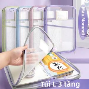 Túi Đựng Hồ Sơ Hình L Mở Rộng Có Kéo Màng Lưới Trong Suốt Đặc Biệt Cho Học Sinh Thi Cử