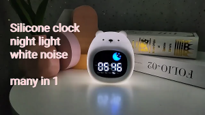 Night Light Clock Cat Baby Sleeping Training Musical Alarm Clock Led Night Table Light Children Sleep Training
