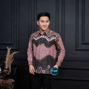 KEMEJA BATIK PRIA LENGAN PANJANG BATIK PREMIUM BATIK PRIA MOTIF NIRWANA ROSEWOOD KHARISMA BATIK
