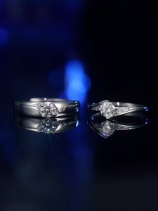 LOVETIA Cincin pasangan Moissanite Cincin pernikahan perhiasan 0.5CT S925 hadiah mewah ringan XJZ095