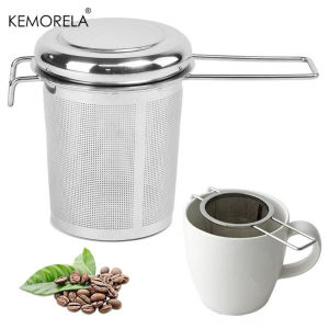 304 Stainless Steel Tea Drain with Lid Tea Strainer Collapsible Double Handle Tea Strainer Suitable for office Tea Brewer