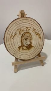 Wood Log Plaque Custom Design Laser Engrave Print Gift Birthday Kayu Ukir Hadiah