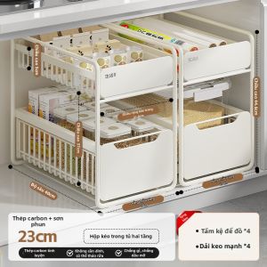 SHENGHUOXUANYAN | Kệ Lưu Trữ Bếp Có Thể Kéo Ra Hai Tầng