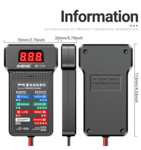 เครื่องทดสอบแบตเตอรี่รถยนต์12V 100-2000CCA สำหรับความจุแบทเตอรีหน้าจอ LCD ระบบชาร์จสตาร์ทอัตโนมัติ