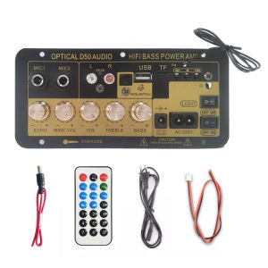 [Vktech] BT Amplifier Board with Optical Audio AMP USB FM Radio TF Player DIY Audio Subwoofer Digital Subwoofer for Karaoke Home Car 220V