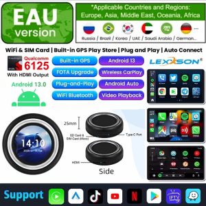 LEXXSON Ai Box Wireless Carplay Android Auto Adapter Android 13 Play Store Netflix Youtube Video Box For BMW MG Hyundai