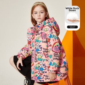 Ask Junior | Cartoon All-Over Printed Girls Down Jacket Warm