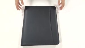 Multifunctional Portfolio Folder PU Leather Padfolio Business Document Organizer A4 Conference Zippered File Folders