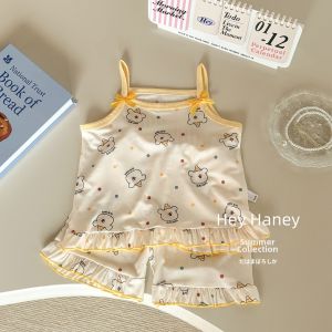 JIFANPAUL | Cool Sensation Breathable Cartoon Print Floral Tank Set 2-Piece