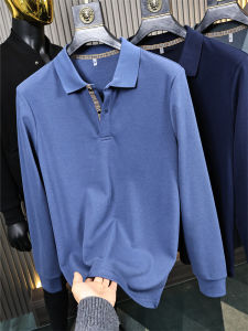 High-End Mulberry Silk Blend! Word of Mouth! Spring Men Pure Color Silky Breathable Light Business Lapel Polo Shirt