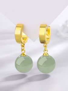 Hoa Tai Ngọc Bích S925 Bạc Nguyên Chất Cho Nữ Trang Sức Thời Trang Cổ Điển Ngọc Bích Xanh Ngọc Lục Bảo Trang Trí Tai