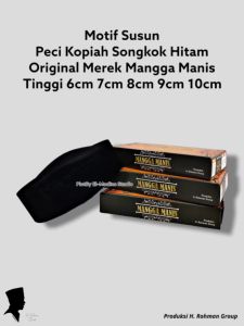 Exclusive Peci Kopiah Songkok Motif SUSUN Hitam Polos Super