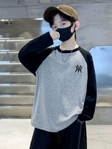 เสื้อยืดแขนยาวฤดูใบไม้ร่วงสำหรับเด็กชาย ฤดูใบไม้ผลิ ฤดูใบไม้ร่วง ฤดูหนาว เสื้อชั้นในสำหรับเด็กชาย เสื้อตัวบนแฟชั่น เสื้อยืด