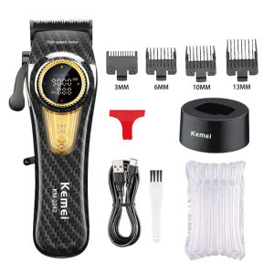 Kemei | Kemei Rechargeable Hair Clippers Kit Professional DLC Blade Electric Trimmer Men Barber Cordless Shaver KM-2242 KM-2351 KM-3209