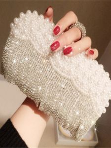 New Arrival Vintage Pearl Tassel Clutch Bag Dress Pouch Delicate Rhinestone Banquet Bag Debutante Gala Dinner Cheongsam Handbag