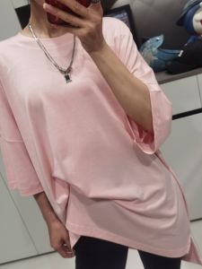 Hong Kong Style Daily Multi-Color Oversized Short Sleeve T-shirt Breathable Summer Thin Cotton Large Wide Long T Casual Casual Easiest for Match