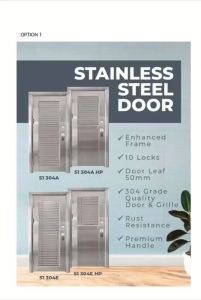 SUS304 SECURITY DOOR 50MM DOOR LEAF 11SMART LOCK STAINLESS STEEL SAFETY DOOR RUST RESISTANCE PREMIUM HANDLE 304 GRADE QUALITY DOOR & GRILLE/SECURITY MESH DOOR