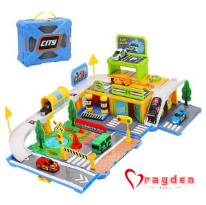 Race Track Car Toys Set for 3 4 5 6 7 8 9 Year Old Boys Girls Urban Transport Themes Puzzle Car Tracks Playsets Educational Toys for Toddlers Toys Age 3+ Gift for Kids