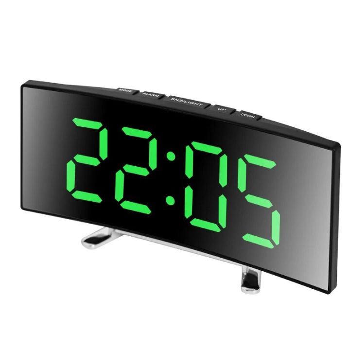 Creative Curved Electronic Clock, LED Large Screen Plugin Battery Dual