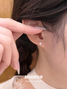 Small Deer Person 999 Pure Silver Small Peach Blossom Earrings Womens Stylish Lightweight Luxury Personality Trendy Ear Jewelry