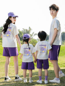High-End Chinese Style Family Matching T-Shirts Short Sleeve Summer Casual Cotton Clothes for Parents And Children