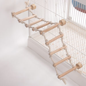 Wooden Ladder Toy for Parrots Cotton Rope Climbing And Biting Bird Cage Cloud Ladder Special Parrot Toys And Supplies