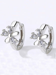 S925 Pure Silver Lavender Flower Earrings Womens Elegant Ear Cuff Korean Style High-End Feeling Floral Ear Jewelry