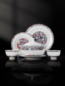 JINGDEZHEN | Enameled Floral Lustrous Porcelain Tableware Set Home Use Gift for Housewarming