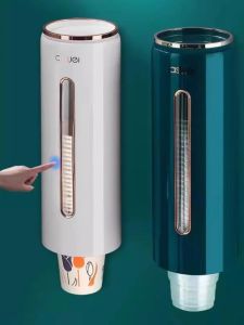 Automatic Paper Cup Holder Wall Mounted Luxury Cup Tube Disposable Paper Cup Stand Punch Free Home Use Cup Rack Organizer