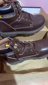 Caterpillar Shoes For Men Genuine Leather Boots High-Top Tooling Boots Safety Shoes For Men anti-smashing Steel Toe Shoe