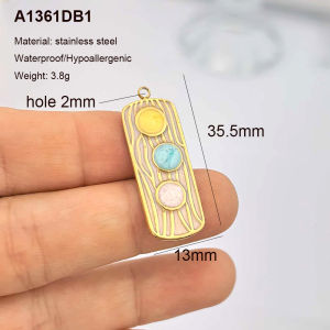 Large Pendant for Necklace Waterproof Flower Hand Heart Opal Stone Big Statement Stainless Steel PVD Plated White Blue Geometric