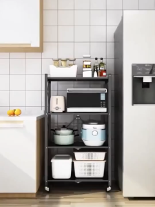 【SG Local Seller 】Upgrade New 2026 Installation-free Folding storage rack kitchen storage rack With Wheels Multi layer Movable Storage Rack