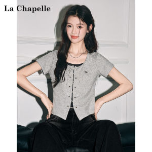 La Chapelle | False Layered Design Color Block Short Sleeve Crop Tee