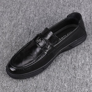 Mens Pure Leather Thick Bottom Breathable Casual Shoes Spring Autumn 2024 New Style British Trend Slip-On Loafers