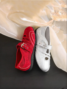 Belle | Silver Thin Soled Ballet Mary Jane Training Shoes