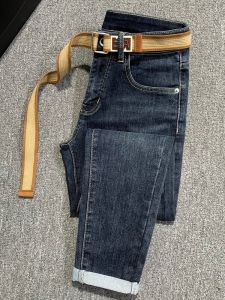 Slim Fit Mens Jeans Low Waist Cotton Stretch Denim Youth Trend Winter Wearable Comfortable Elasticity Nine-Piece Pants