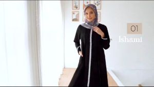 ETHICA GAMIS/DRESS / ABAYA WANITA ISHAMI 01 BLACK DAN WHITE