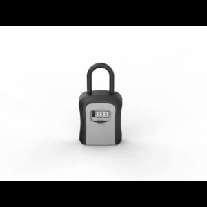 Key Storage Box 4-Digit Combination Lock with Hook Alloy Outdoor Wall Mounted Padlock Storage Box