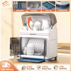 Stainless Steel Multifunctional Dish Drainer with Flip Top Lid and Rubber Feet