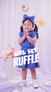 Mioubaby Girl Set Ruffle Free Headband | Setelan Bayi | Setelan Anak | Baju Anak Perempuan