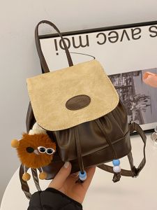 Adorable American Retro Back to School Mini Backpack Fashionable Youth Shoulder Bag Soft PU Leather Bucket Shape Casual Leisure