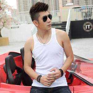 New Mens Cotton Slim Vest Sports Summer New Youth Stretch Undershirt Breathable Gold 3