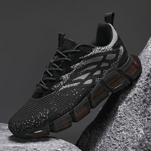 Large Size Mens Running Shoes Breathable Mesh Upgraded Jelly Bottom Sports Casual Fashionable All-Season Slip-On Sneakers