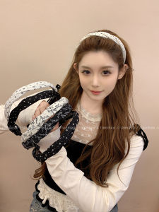 2025 New Wide Edge Black White Polka Dot Hairband Womens Face Washing Outdoors Versatile Hair Clip Hair Accessories