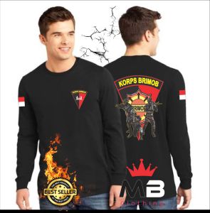 Kaos Lengan Panjang Pria Korps Brimob Desain Sablon Digital  Atasan Cowok Keren Tshirt Longsleve