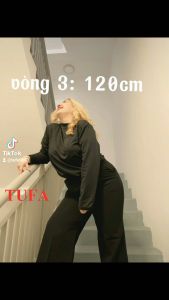 Cạp cao 8cm Quần Ống Rộng Nữ 3 Khuy Chất Liệu Vải Tuyết Mưa nhập khẩu Dài Quần 102cm Có Bigsize 102KG..