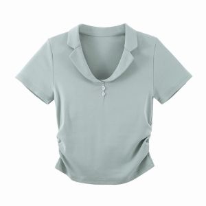 Cool and Antibacterial Polo Collar Short Sleeve T-Shirt for Women Slim Fit