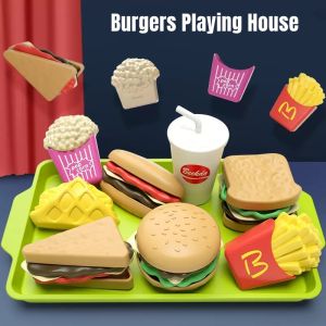 Mini Pretend Play Cooking Toys Hamburger Hot Dog DIY Set Play House Playtime toys imulation Food Toy